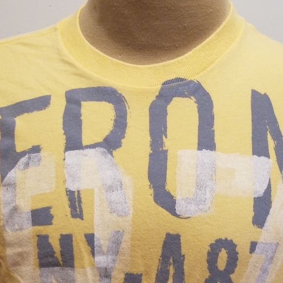 Mens Vtg Aeropostale Yellow Short Sleeve Tee L - Picture 2 of 5